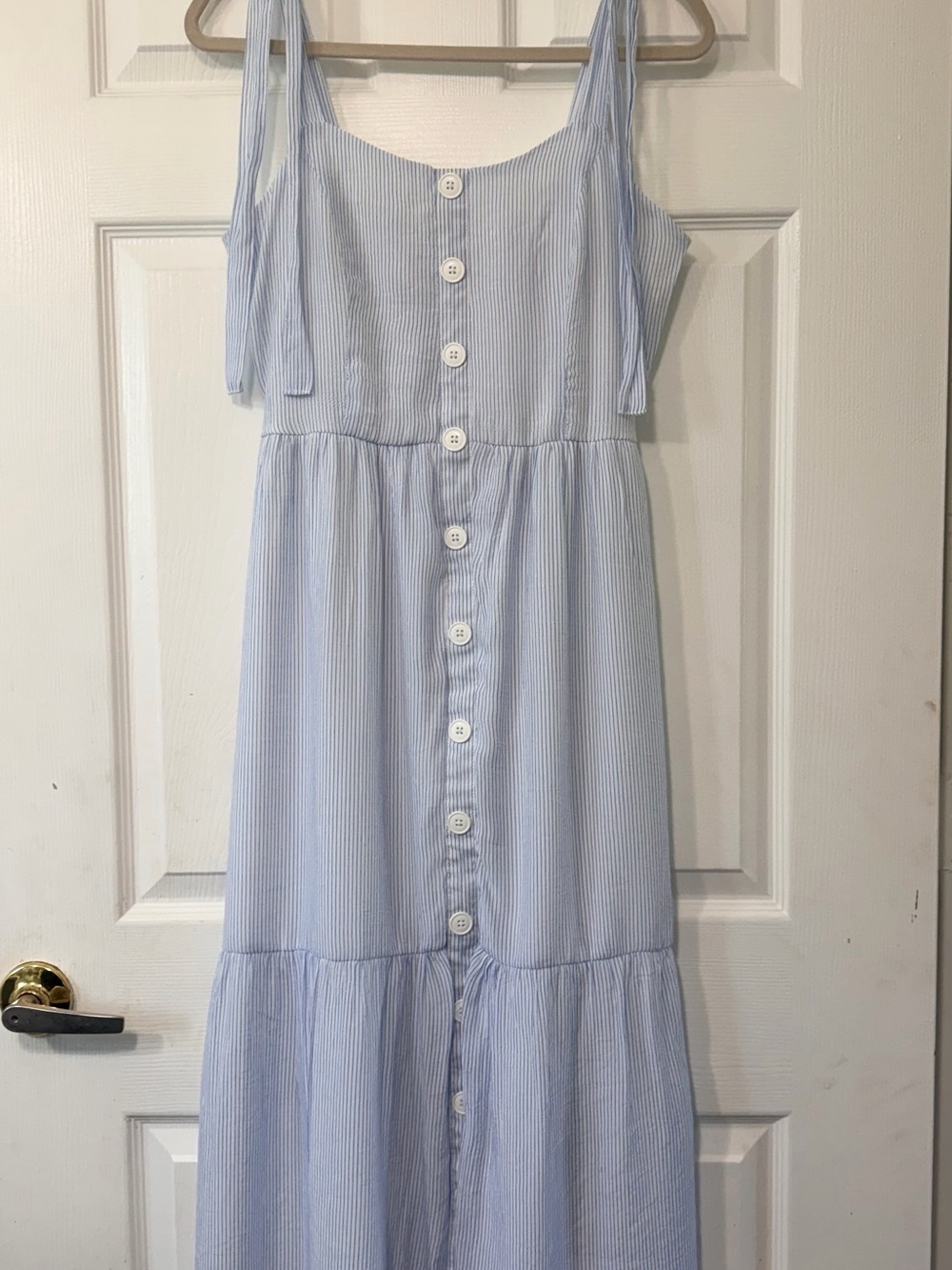 Just Found Light Blue Tie-Shoulder Button-Front Girls' Sundress